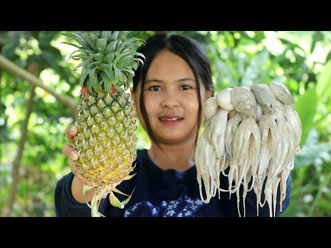 Awesome Cooking Octopus With Pineapple Dilecious Cook Recipe - Yummy Eating Show No Talking