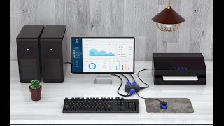 2 port KVM switch VGA/HDMI, control multiple computers by only 1 monitor, keyboard, and mouse