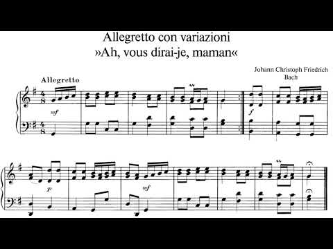 Variations on 'Ah, vous dirai je, Maman' By Johann Christoph Friedrich Bach (with Score)