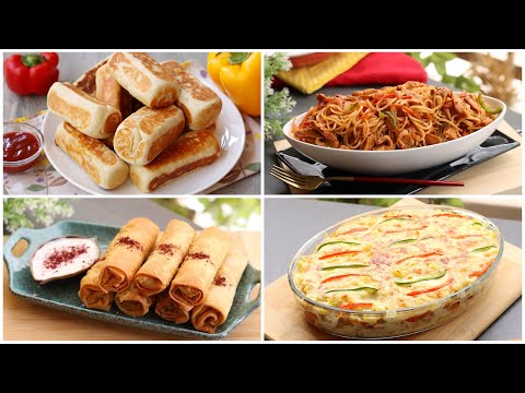 4 New Super Hit Iftar Recipes ❗Chicken Bread Without Oven, Fajita Spaghetti, Musakhan Rolls & Pasta