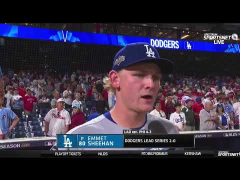 Emmet Sheehan Reacts to Dodgers NLDS Game 2 Thriller Win, Dominant Performance Out of Bullpen