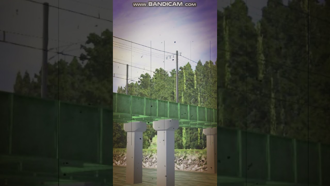 鉄橋を通過する583系電車 【RailSim】