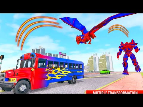 Bus Robot Perang Berubah Jadi Naga | Flying Dragon Robot Transform : Bus Robot Transport