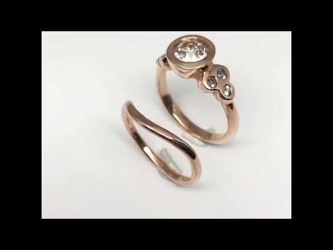 Heirloom Diamond and Montana Sapphire engagement ring set