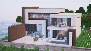 【マイクラ】ペールオークで作るモダンハウスの作り方【マイクラ建築】