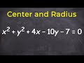 How To Find The Center And Radius Of A Circle In Standard Form
