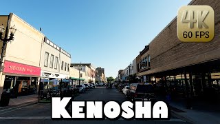 Driving Around Downtown Kenosha, Wisconsin in 4k Video