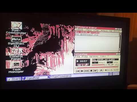 SymAmp playing music on the Enterprise 128 in SymbOS