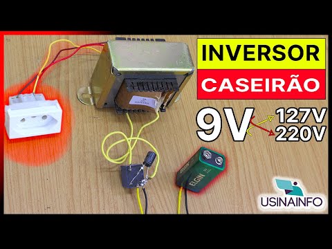 INVERSOR CASEIRÃO COM APENAS 3 COMPONENTES!!! SEM CI, SEM TRANSISTOR, SEM PLACA ( 9V PARA 127V/220V)