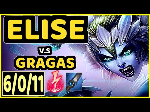HARD (ELISE) vs GRAGAS - 6/0/11 KDA JUNGLE GAMEPLAY - NA Ranked MASTER