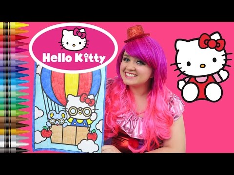 Coloring Hello Kitty Hot Air Balloon GIANT Coloring Book Page Crayola Crayons | KiMMi THE CLOWN Video
