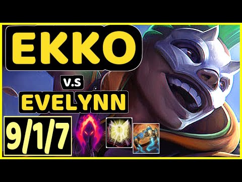 CUZZ (EKKO) vs EVELYNN - 9/1/7 KDA JUNGLE CHALLENGER GAMEPLAY - KR