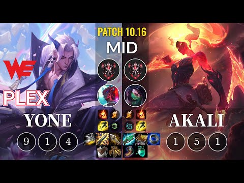 WE Plex Yone vs Akali Mid - KR Patch 10.16
