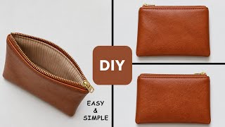 DIY Leather Zipper Pouch | Easy & Simple Beginner Tutorial | With Lining