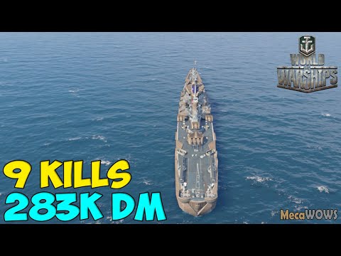 World of WarShips | Des Moines | 9 KILLS | 283K Damage - Replay Gameplay 4K 60 fps