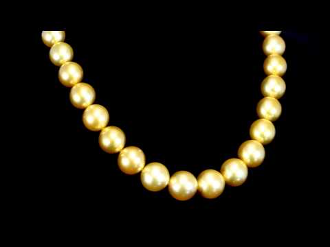 Natural Golden South Sea Pearl Necklace (Apx. 11.1-14.6mm)