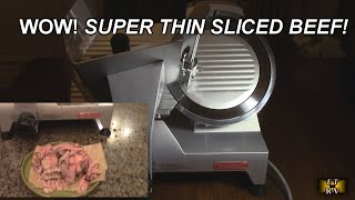 Toogood 8.7" Commercial Electric Slicer, 180 Watt, Italian Carbon Steel Blade, Top-Mounted Sharpener