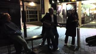 Cliff Hillis and Shelley Weiss busking in Galway