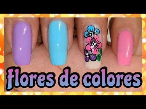 DECORACIÓN DE UÑAS FLORES COLORES SUAVES ♥ NailArt By Andy