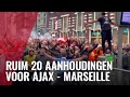 Supporters Marseille vanaf Dam naar Arena voor wedstrijd Ajax