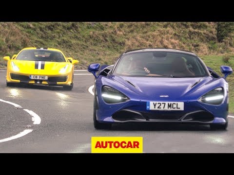 Ferrari 488 Pista v McLaren 720S on the road ... in the wet | Supercar review | Autocar