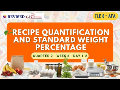 TLE 8   QUARTER 2   WEEK 8   DAY 1 2 RECIPE QUANTIFICATION AND STANDARD WEIGHT PERCENTAGE