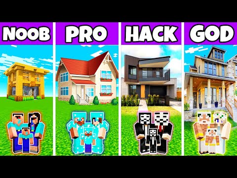 EPIC Minecraft House Challenge: Noob vs Pro vs Hacker vs God