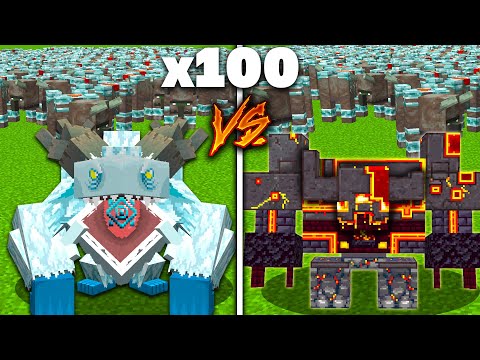 Frostmaw vs Netherite Monstrosity vs Every Minecraft Mob in Minecraft x100