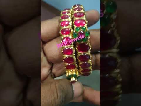 south indian antique ruby solid setting kada excuses work manship