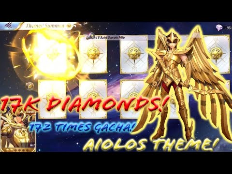 Saint Seiya: Awakening - Gacha Summon Sagitarius Aiolos Theme 172 Times! And Aiolos Damage Test!