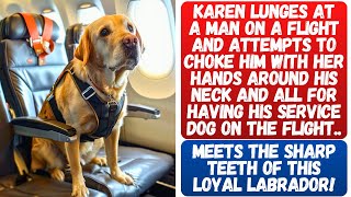 Karen Attempts To Choke A Man For Bringing His Service Dog Along Him On A Flight, Gets Some Teeth!