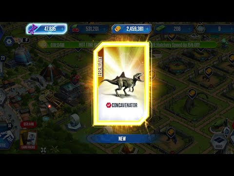 Jurassic World: The Game opening up a solid gold pack!! and winning a Concavonator