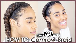 How to Dutch Braid/Cornrow Natural Hair | Dutch Braids