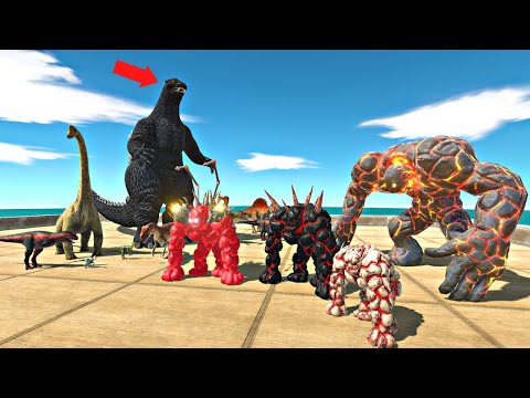 Lava Golem of Evolution vs All Dinosaurs & Godzilla - Animal Revolt Battle Simulator