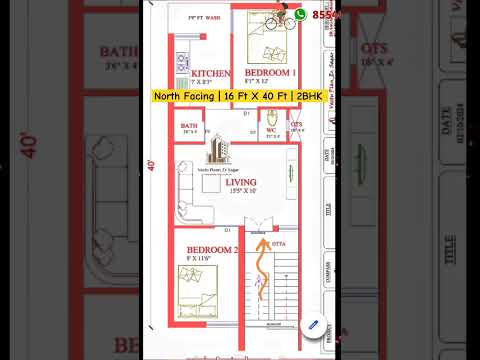 North Facing 16 Ft X 40 Ft House Plan 2BHK According To Vastushastra | 5m X 12m Home Design | #16x40