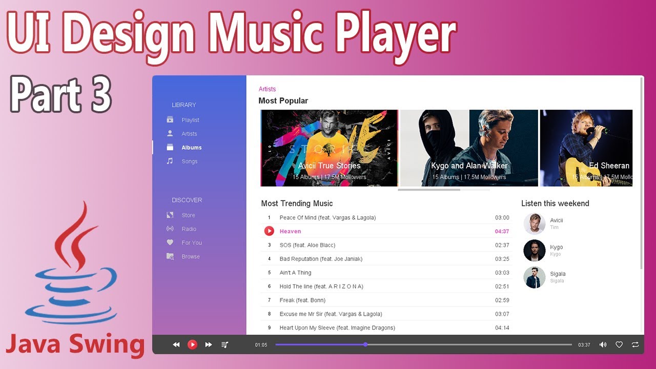 Java UI Design - Music Player ( Part 3 )