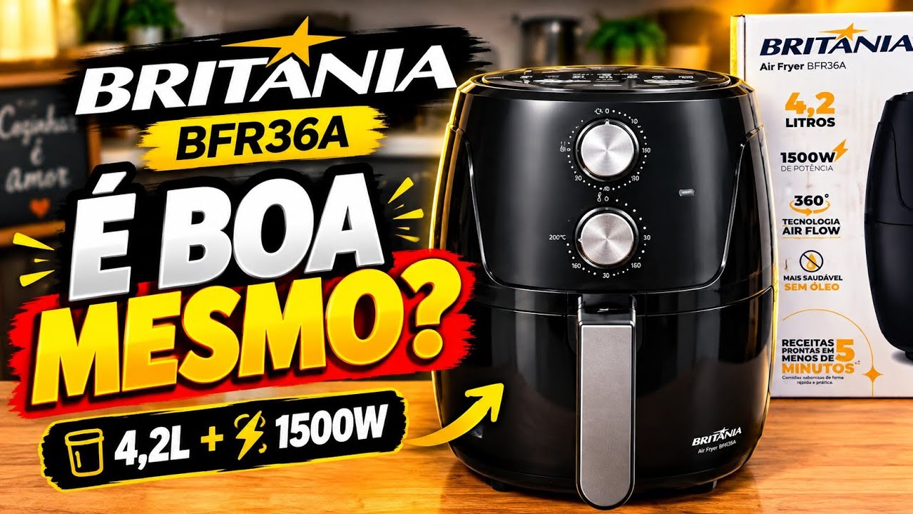 Miniatura da avaliação em vídeo de Fritadeira Sem Óleo Britânia 4,2L Silverstone BFR36A 1500W