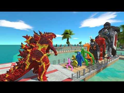Godzilla Lava vs Rainbow Friends OASIS DEATH RUN - Animal Revolt Battle Simulator