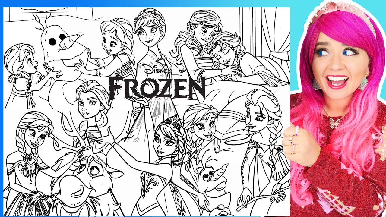 Coloring Frozen Anna, Elsa, Olaf & Sven Coloring Pages | 1 Hour Long Disney Frozen Coloring Videos