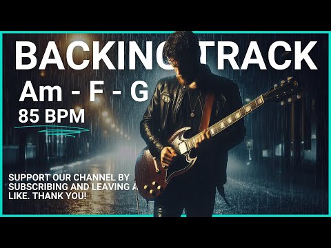 Cinematic Alone in the Rain Rock Ballad Guitar Backing Track Jam in A Minor || 85 BPM