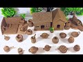 DIY How To Make Polymer Clay Miniature House Kitchen Set Bullock Cart Hand Pump Tree Village