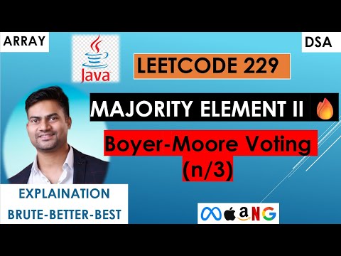 Majority Element Ii Leetcode 229 Boyer Moore Voting Algorithm Java