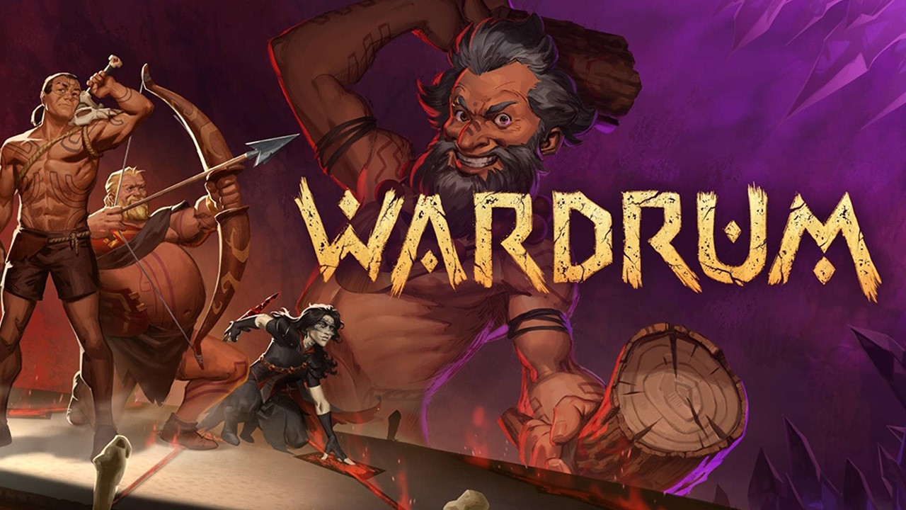 Promotional still of a warband confronting a large enemy in battle