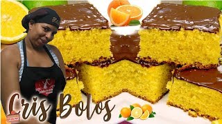 Bolo de Laranja Super Fácil e Fofo Com Cobertura de Chocolate