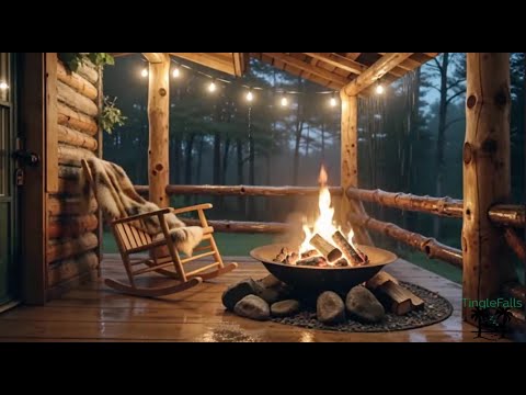 5 hour Cozy Cabin Escape   Rain, Light Thundering, & Crackling Fire   Relax, Sleep, Study