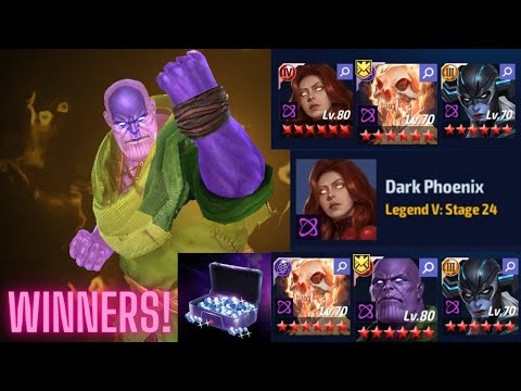 BUFFED T4 THANOS VS DORMAMMU GBR & JEAN GREY DARK PHOENIX 24 COMPARISON! - CRYSTAL WINNERS - MFF