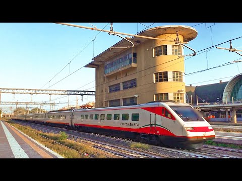 Treno Pendolino FS ETR.460 Frecciabianca Fiat Ferroviaria in transito alla stazione di Roma Ostiense