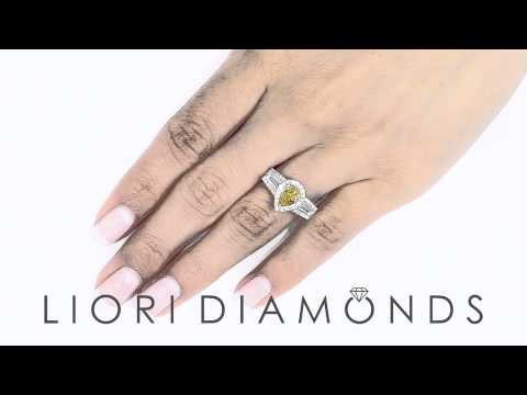 FD-557 - 1.84 Carat Fancy Yellow Pear Shape Diamond Engagement Ring 14k Vintage Style