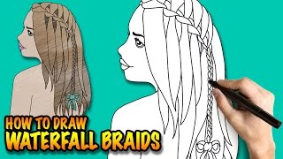 How to draw waterfall braids - Easy step-by-step drawing lessons for kids