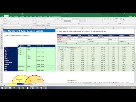 Excel Magic Trick 1444 Logical Formulas Count Extract Customer Names for 8 Sales Coupon Groups